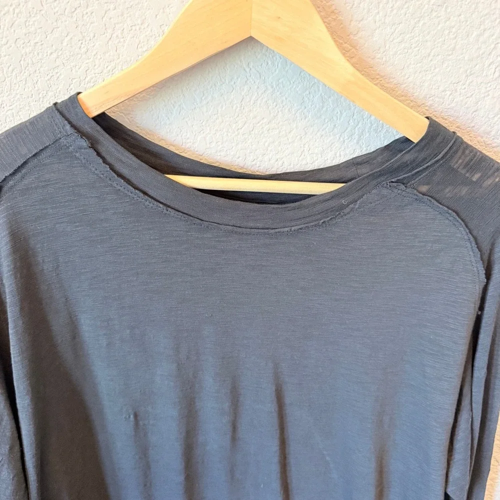 Free People We The Free Burnout Slub Tee Womens Small Black Long Sleeve
